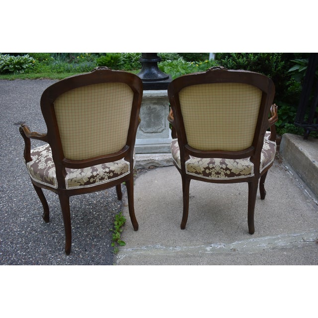 Pair of Louis XV Fruitwood Armchairs of the 18th Century For Sale - Image 11 of 17