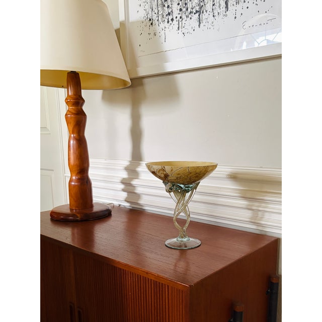 Mid-Century Modern 1980s Jozefina Krosno Polish Art Glass “Jellyfish” Pedestal Bowl, Attributed For Sale - Image 3 of 10