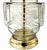 Pair of Art Deco-Inspired Clear Glass and Brass Lamps With Shades For Sale - Image 4 of 12