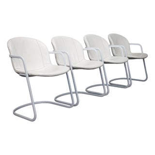 Vintage Leather Dining Chairs by Gastone Rinaldi for Thema, Italy, 1970s, Set of 4 For Sale