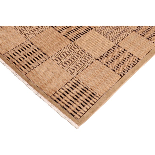 Bohemian Gabbeh Tan/Brown Wool Rug - 6'1'' X 8'10'' For Sale - Image 4 of 10
