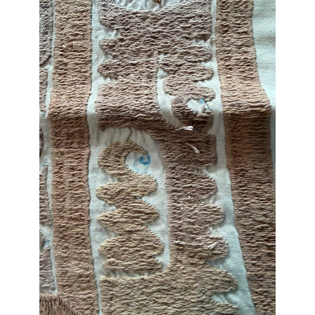1960s Boho Neutral Tan Suzani From Uzbek — 4'7'' X 4'10'' For Sale - Image 5 of 6