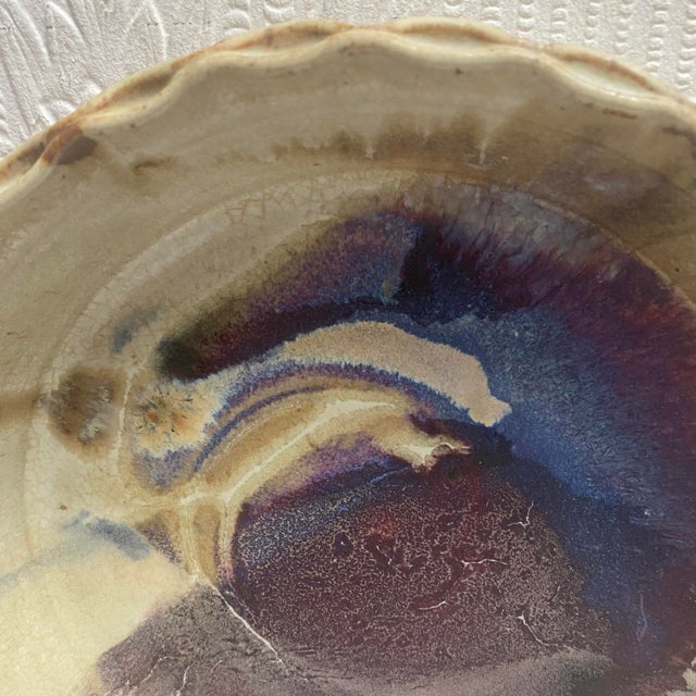 Vintage Large Deep Hand Thrown Studio Pottery Bowl Platter For Sale - Image 4 of 11
