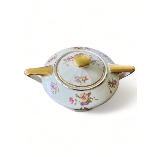 Vintage Limoges Ch Field Haviland Cream & Sugar Bowl Set, Finest French Ivory China with Rose Pattern For Sale - Image 9 of 13