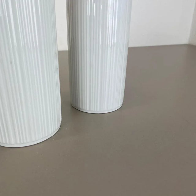White Op Art Porcelain Vases from Melitta All, Germany, 1970s, Set of 3 For Sale - Image 8 of 16