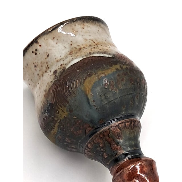 Vintage Handmade Artisan Brown Luster Studio Pottery Goblet For Sale - Image 4 of 7