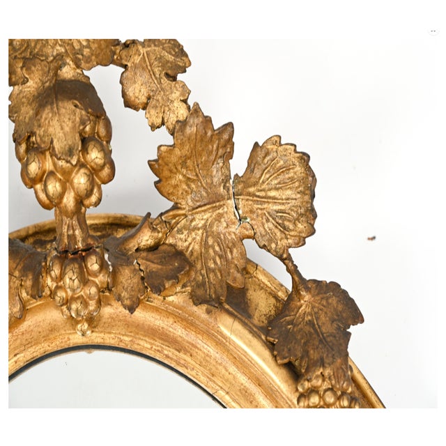 Antique Louis XVI Style Oval Gilt Wood Wall Mirror For Sale - Image 15 of 16