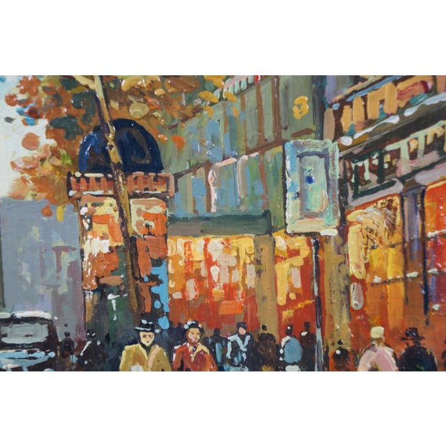 Impressionist Paris Cityscape Oil on Board Painting Notre Dame Baroque Frame 20" For Sale - Image 4 of 10