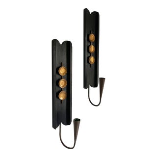 Vintage Art Deco Style Candle Wall Sconces- A Pair For Sale