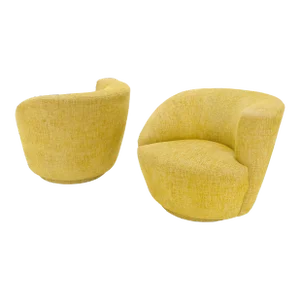 Vladimir Kagan for Directional Nautilus Chairs Yellow Gold - A Pair