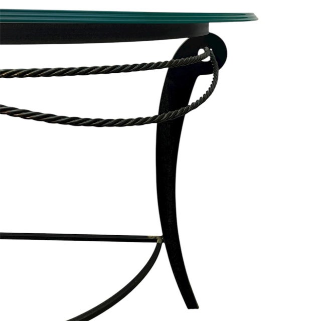 Bronze Vintage Rope Twist Glass & Metal Console Table For Sale - Image 8 of 10