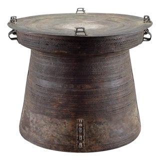 Monumental Southeast Asian Bronze Frog or Rain Drum Table 3 Ft For Sale