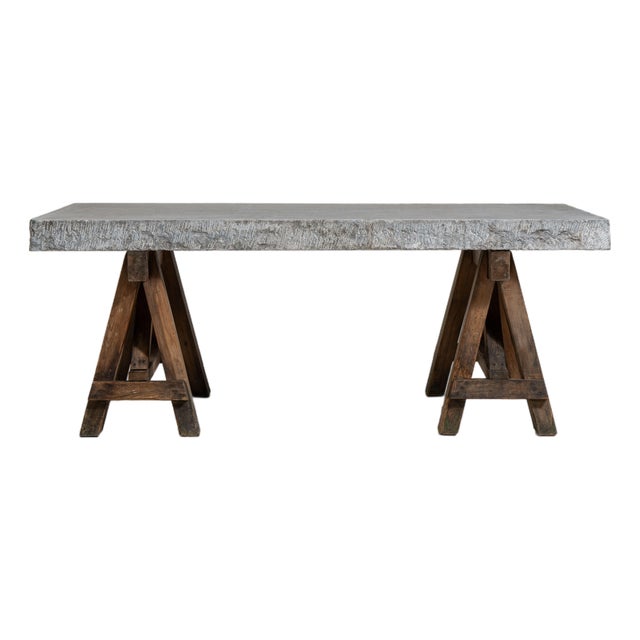 Belgian Blue Stone Trestle Table, Antique, Belgium, Circa 1900 For Sale