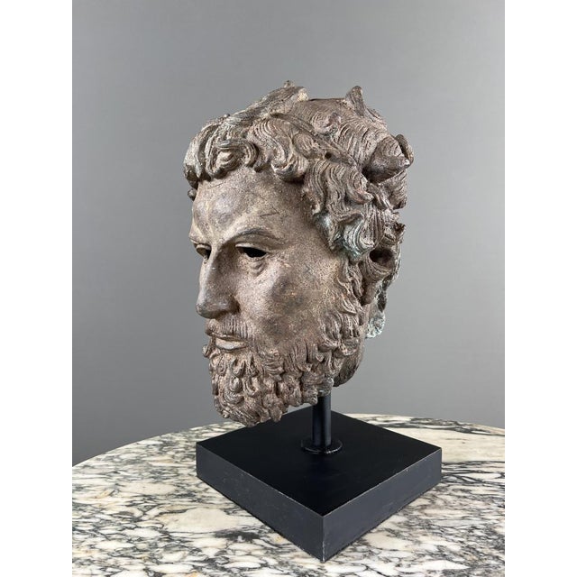 Brown Unknwon, Sculptural Bust on a Base, 1800s, Bronze For Sale - Image 8 of 10