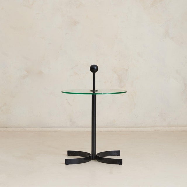 Vintage Italian Iron + Glass Top Side Table - 2 Available For Sale In Chicago - Image 6 of 11
