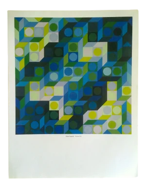 Victor Vasarely Op Art Modernist Geometric Lithograph Print " Deuton - v.b. " 1969