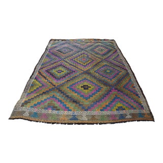 1960s Vintage Multi Colour Kilim Rug For Sale