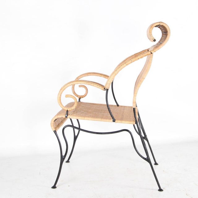1990s Wicker and Blackened Iron Armchairs, 1990s, Set of 2 For Sale - Image 5 of 18