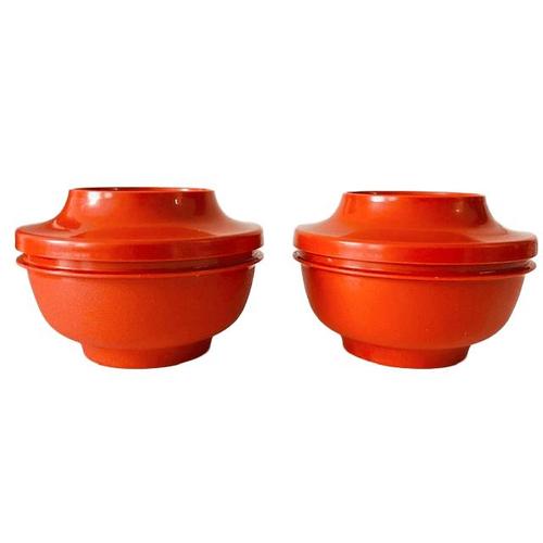 Vintage Orange Rust-Brown Food Storage Containers from Tupperware, 1970s, Set of 6 For Sale - Image 5 of 11