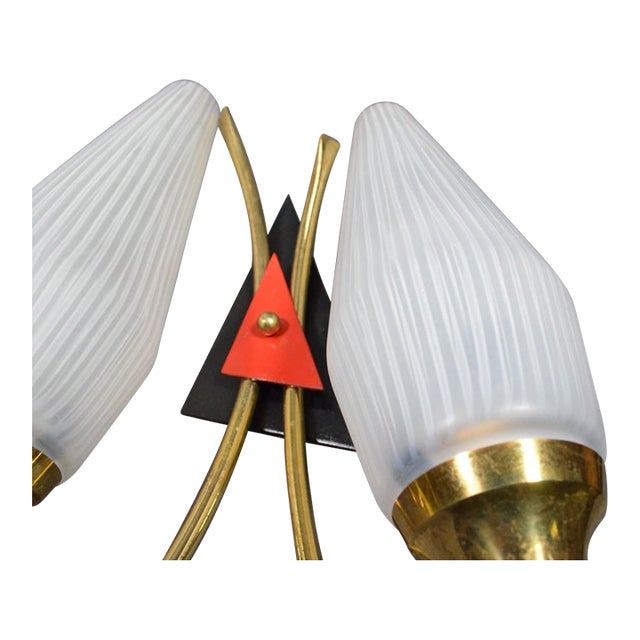 1950s French Mid-Century Double Wall Sconces, Arlus/Lunel Style - Pair For Sale