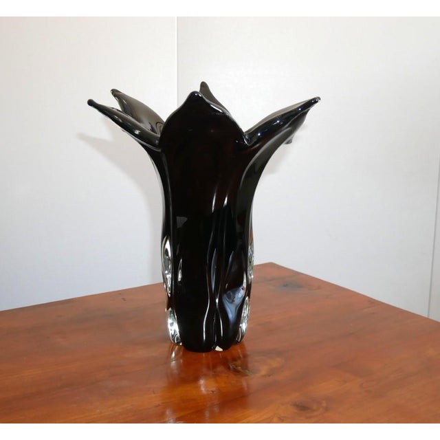Vintage Black Murano Glass Handkerchief Vase, 1970s For Sale - Image 13 of 13