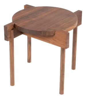 Overlapping Walnut Side Table with Round Top Insert by Antonio De Marco