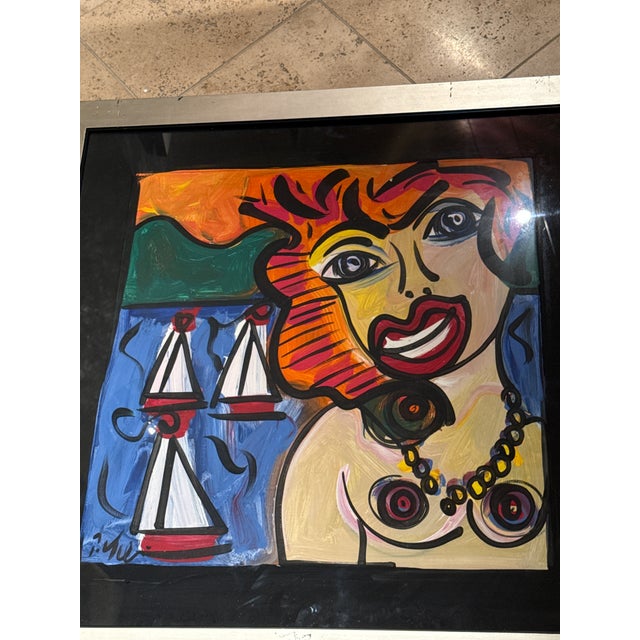 Abstract 1970s Peter Keil Abstract Female Portrait Painting “Palma by My Place” For Sale - Image 3 of 6
