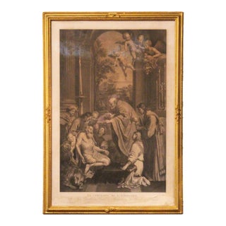 Circa 1820-50 Italian Copper Plate Engraving "The Last Communion of Saint Jerome" For Sale