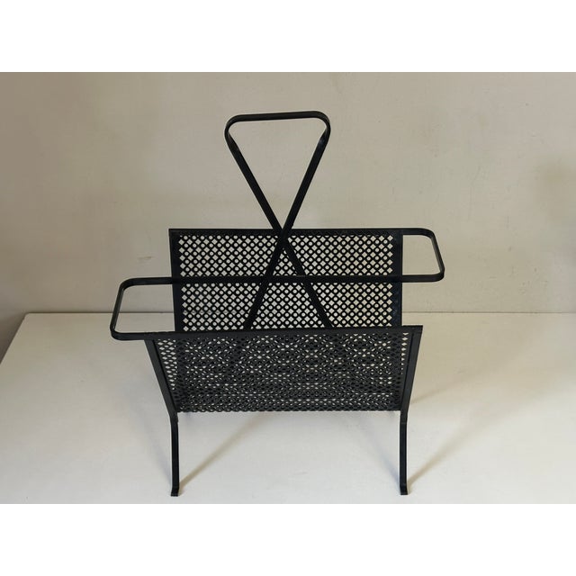 Vintage Perforated Metal Magazine Rack, 1960s For Sale - Image 4 of 15