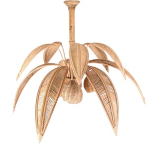 Palm Tree Ceiling Light in Rattan, 1990s For Sale