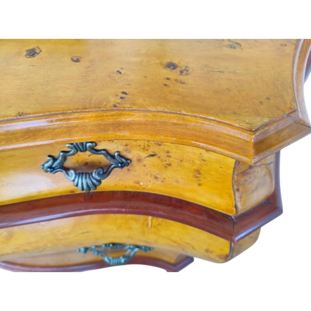 Vintage Italian Rococo Style Burl Wood 3-Drawer Bombe Commode Chest For Sale In San Diego - Image 6 of 13