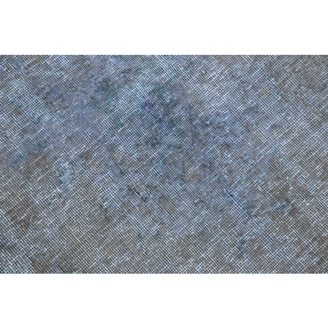 Vintage Persian Overdyed Handmade Medallion Blue Wool Rug For Sale - Image 9 of 11