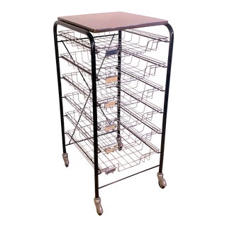 Mid-Century Chrome, Six Trays Mail Cart, France For Sale