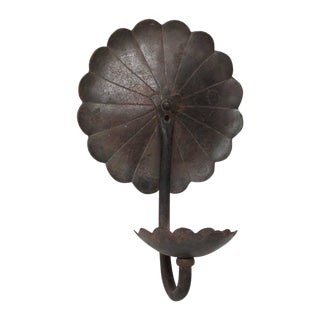 Flower Mounted Iron Sconce For Sale