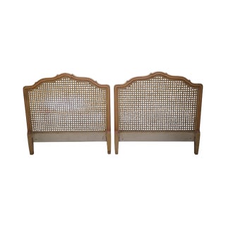 Vintage French Louis XV Style Cane Back Twin Headboards - A Pair For Sale