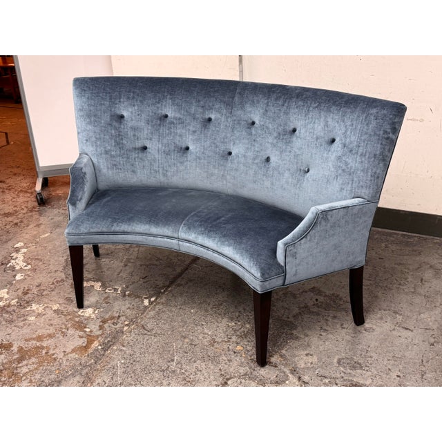 Modern Bespoke Curved Velvet Banquette For Sale - Image 3 of 12