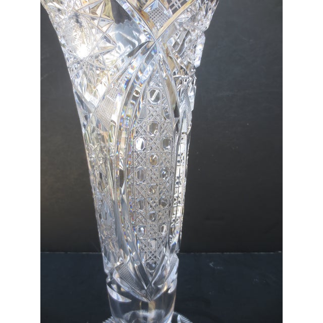 1930s American Brillant Cut Trumpet Vase Circa 1930s For Sale - Image 5 of 10
