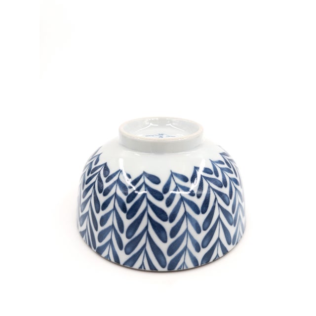 Hand-Painted Japanese Blue & White Porcelain Bowls Mixed Patterns - Set of 4 For Sale - Image 15 of 16