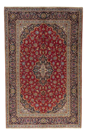 Hand-Knotted Mashhad Rug with Medallion and Floral Decor