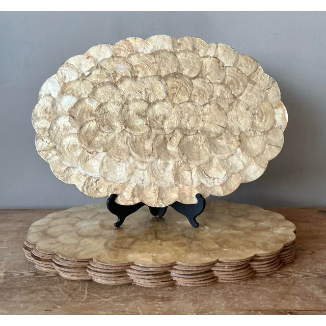 Cream Vintage Boho Capiz Shell Placemats - Set of 8 For Sale - Image 8 of 9
