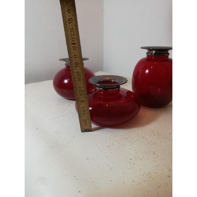 Red Ruby Red Murano Glass Vases, Italy, 1980s, Set of 3 For Sale - Image 8 of 10