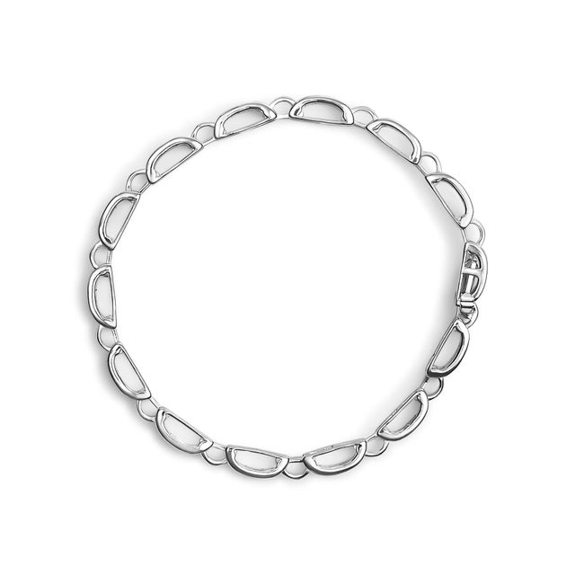 Contemporary 14K White Gold 1.00 Cttw Princess-Cut Diamond Link Bracelet - Size 7.25 For Sale - Image 3 of 6