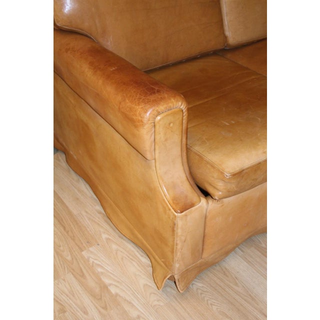 1970s Havana Leather Club Sofa, 1970s For Sale - Image 5 of 11