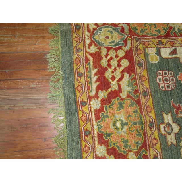 Green Vintage Traditional Green Square Large Oushak - 11'2" x 12'3" For Sale - Image 8 of 10