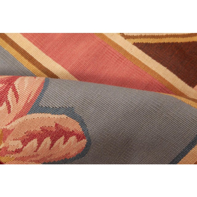 Contemporary Aubusson design rug in blue, brown, green, and pink by Doris Leslie Blau. Size: 12'0" × 21'0" (365 × 640 cm)....