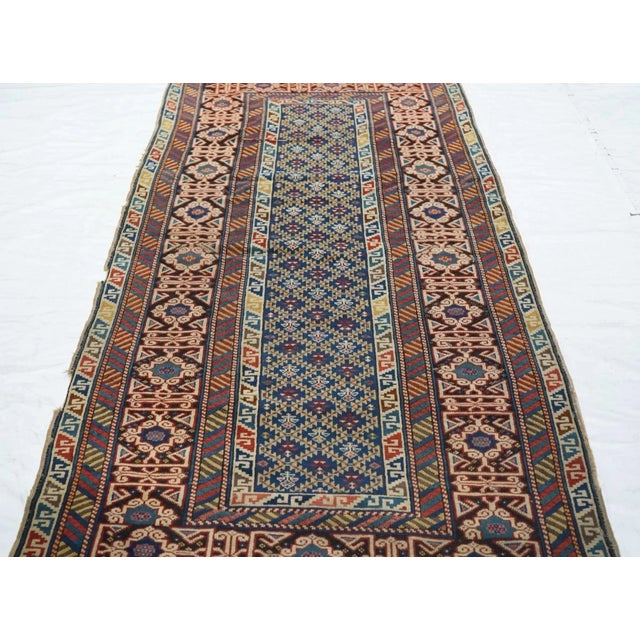 Blue Antique Kuba Rug 3'7'' x 8'3'' For Sale - Image 8 of 10