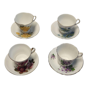1950s-60s Royal Windsor Bone China Tea Sets - Four Cup and Saucer Settings- 8 Pieces