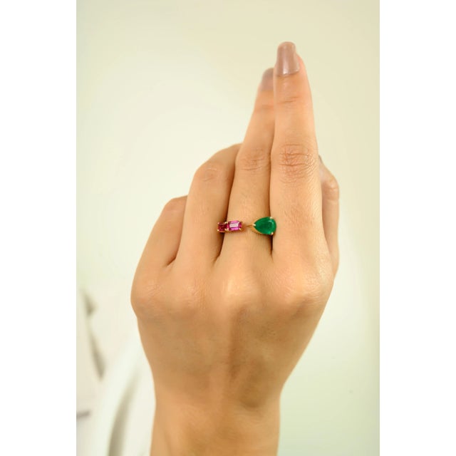 Open Design Pear & Baguette Toe Et Moi Ring by VRjewels Size 6.5 For Sale - Image 4 of 12