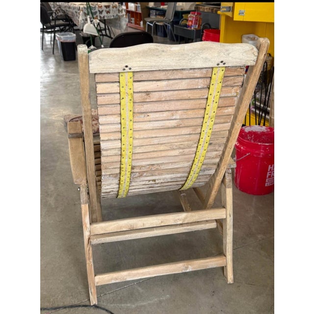 English Vintage Wooden Steamship Swinging Lounger For Sale - Image 3 of 3