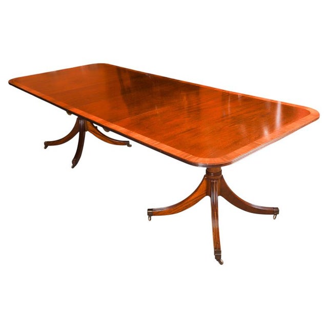 Vintage Twin Pillar Flame Mahogany Dining Table by W. Tillman, 1980s For Sale - Image 16 of 16